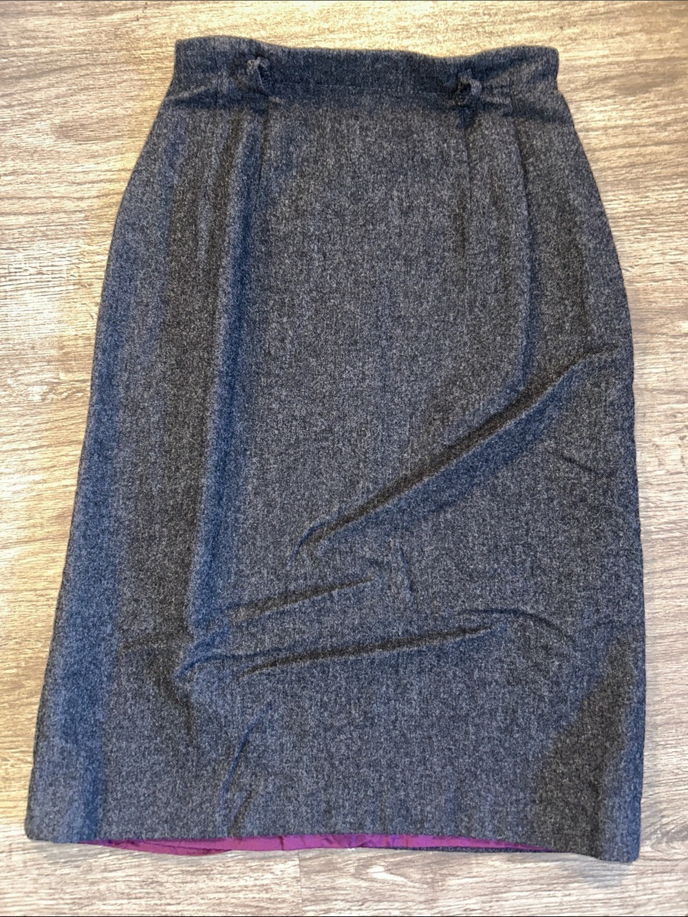 Pendleton Vintage 100% Virgin Wool Pencil Skirt USA Gray Burgundy Lined XS 2